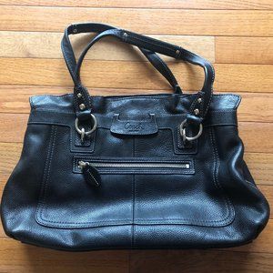 Authentic black leather COACH satchel bag- Excellent condition!